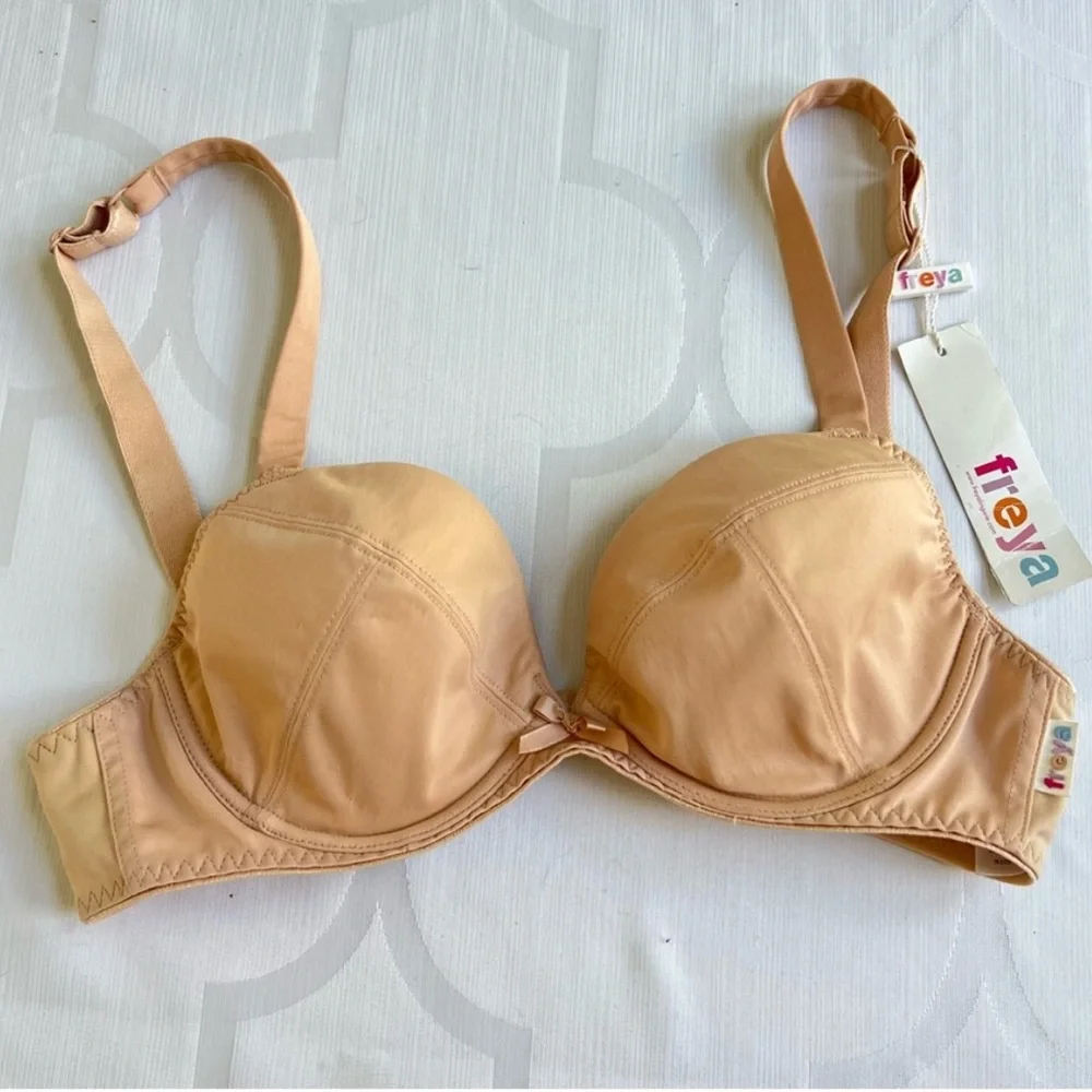 NWT FREYA Retro Underwire Padded Plunge Bra Bare Nude Smooth Molded Cups | 34B - Picture 2 of 8
